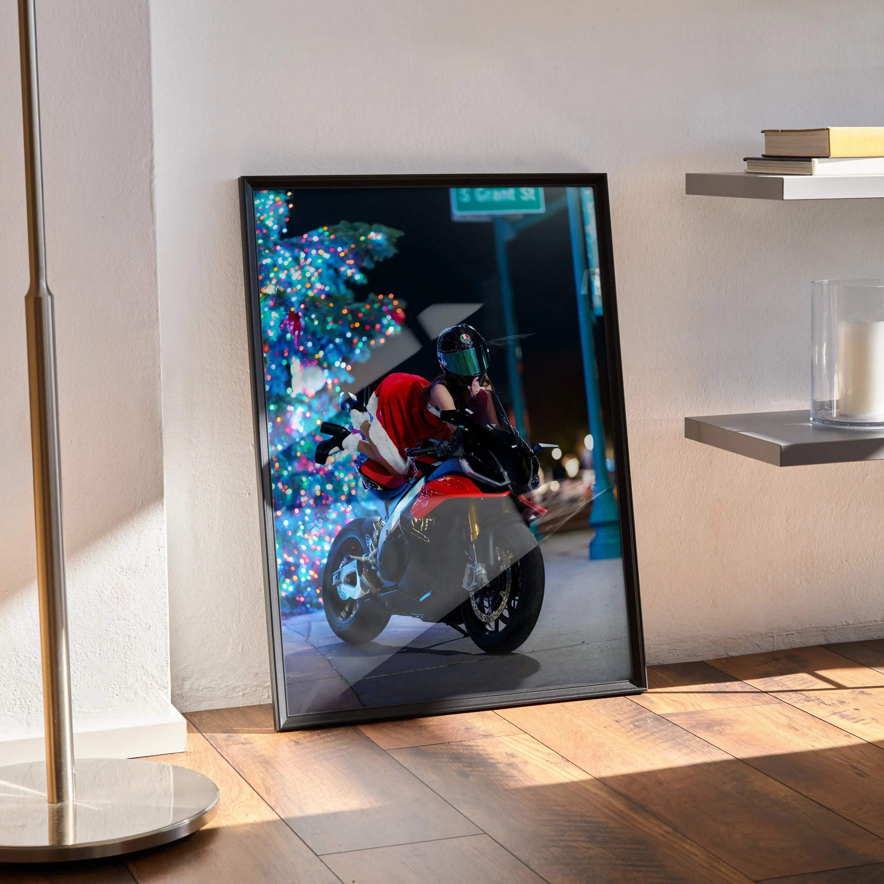 Biker Poster #075 - Female | AGV Pista Helmet | Aprilia RSV4 Motorcycle | Holiday Edition - Throttle Designs