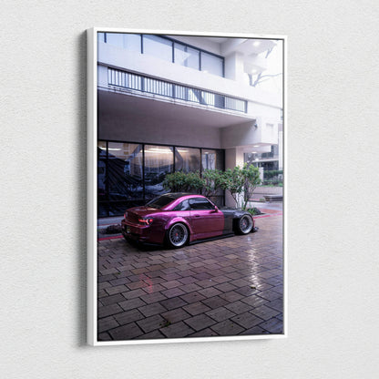 Honda S2000 sports car vibrant purple canvas art wall decor vertical canvas print.