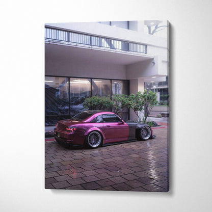 Honda S2000 car canvas wall art in urban setting, high-resolution vertical canvas art print.
