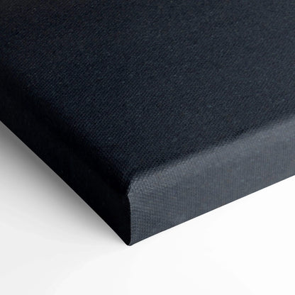 Close-up of black wrapped canvas edge highlighting texture for wall art or canvas art display.