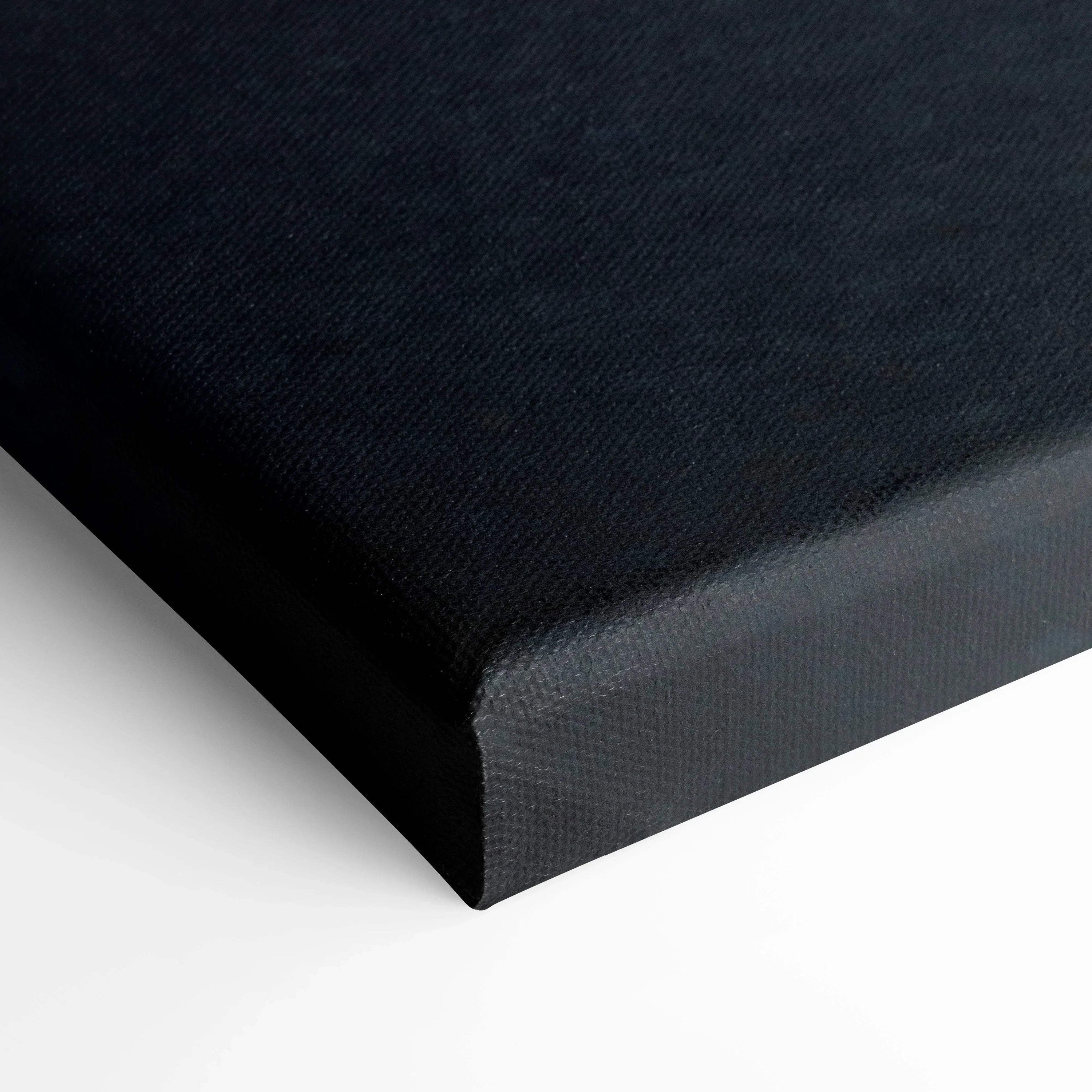 Close-up of black textured canvas corner showcasing high-resolution museum quality wall art material.