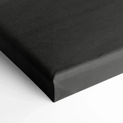 Black textured canvas corner stretched over wooden frame for wall art or canvas art display.