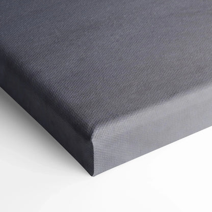 Close-up of textured gray canvas edge showing high-quality wrap for vertical wall art canvas print.