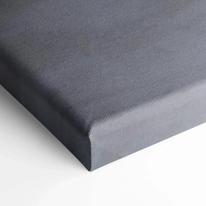 Gray textured canvas corner wrapped on wooden frame for wall art display.