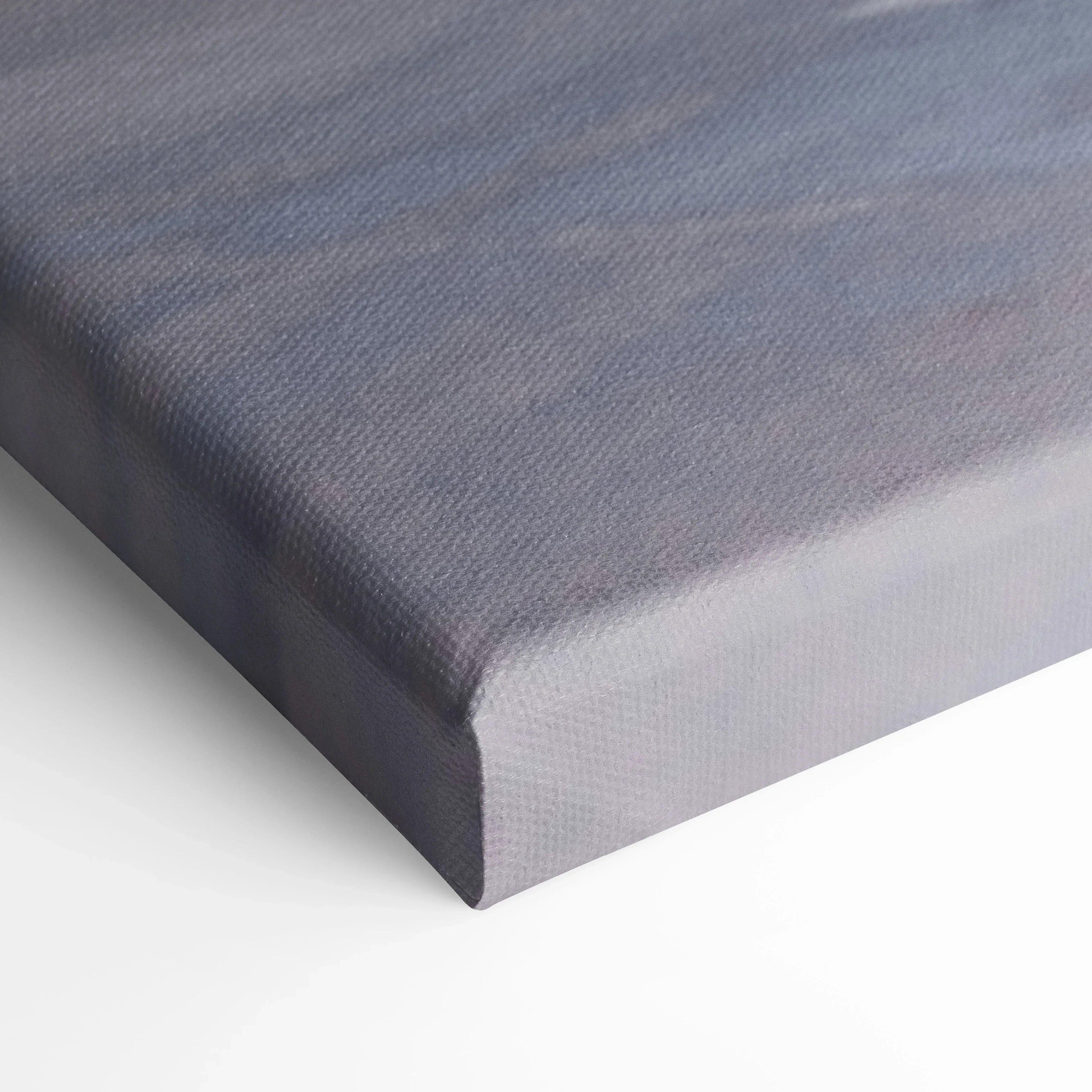 Close-up of stretched canvas corner featuring textured Nissan GTR R35 sunset wall art print.
