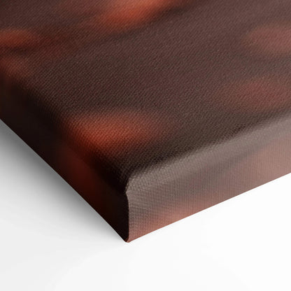 Close-up of textured brown and black canvas wall art corner with museum-quality print finish.
