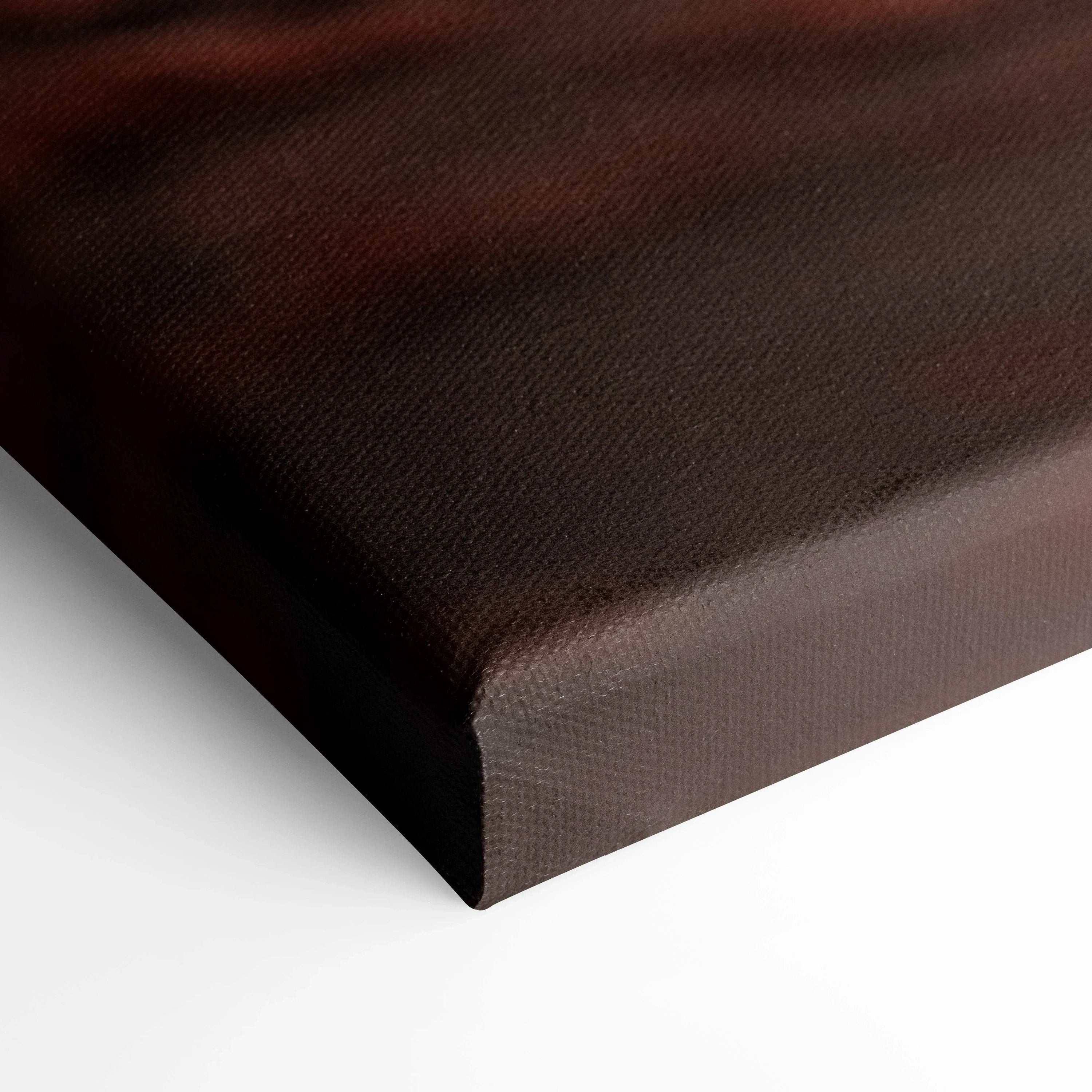 Close-up of brown textured canvas art edge with high-quality museum finish for wall art.