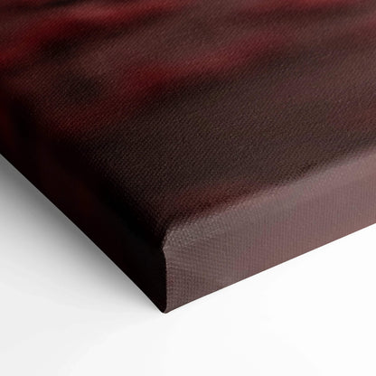 Close-up of brown textured canvas wall art edge with a deep gallery wrap thickness of 1.5 inches.