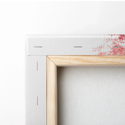 Close-up of wooden stretcher bars and white canvas texture for vertical wall art canvas print.