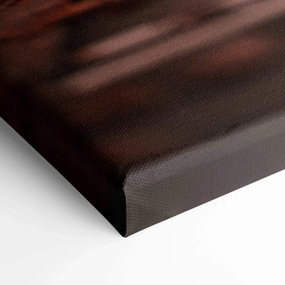 Close-up of dark textured canvas art showing tight wrapping and high-quality print on gallery-wrapped wall art.