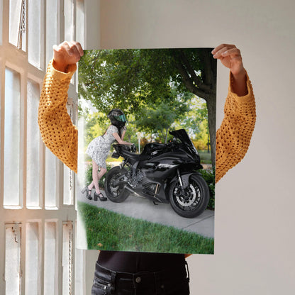 Biker Poster #079 - Female | AGV Pista Helmet | Yamaha R7 Motorcycle - Throttle Designs