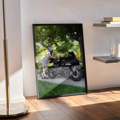 Biker Poster #079 - Female | AGV Pista Helmet | Yamaha R7 Motorcycle - Throttle Designs
