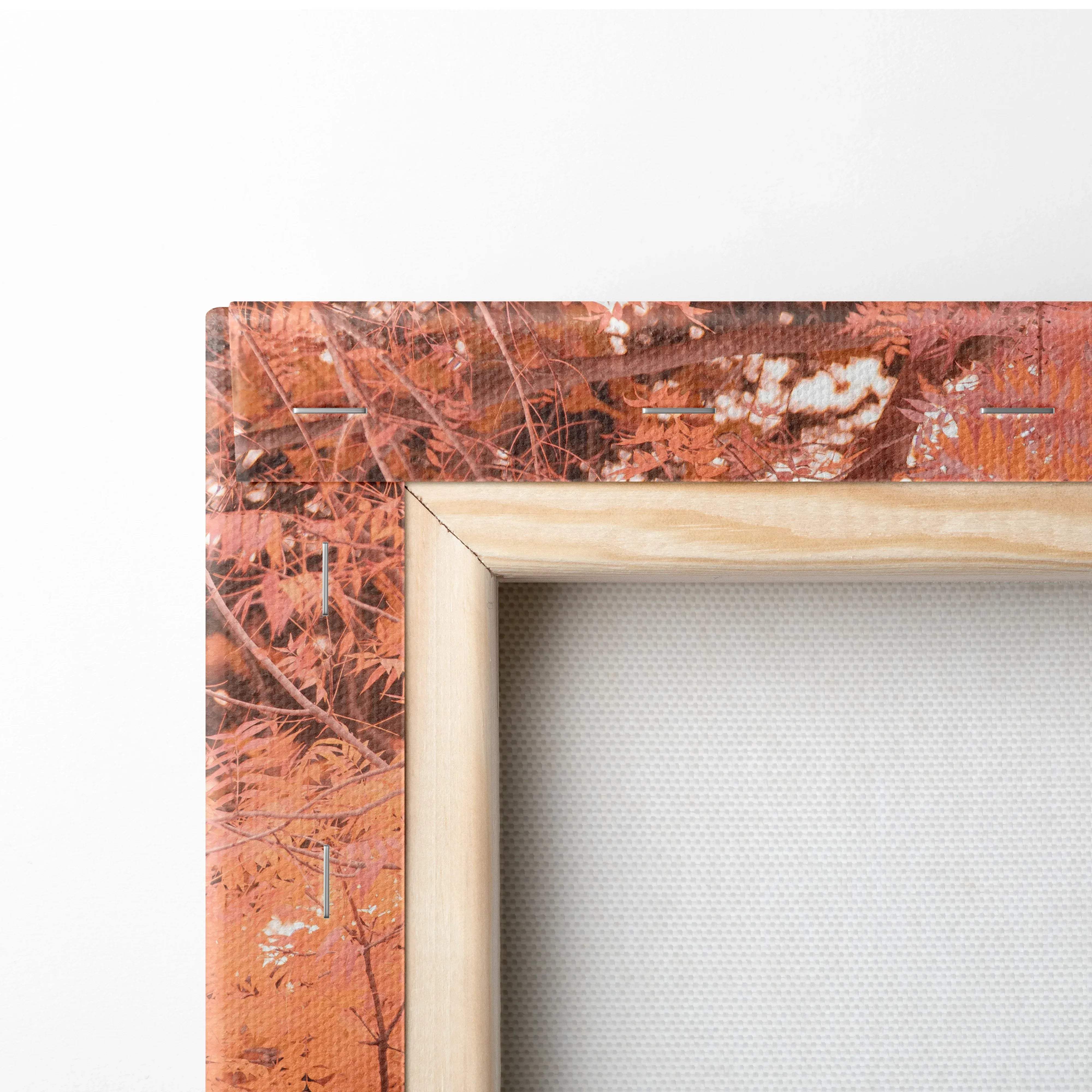 Wooden canvas wall art featuring a rustic autumn leaf pattern in warm tones perfect for home decor