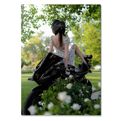 Biker Poster #078 - Female | AGV Pista Helmet | Yamaha R7 Motorcycle - Throttle Designs