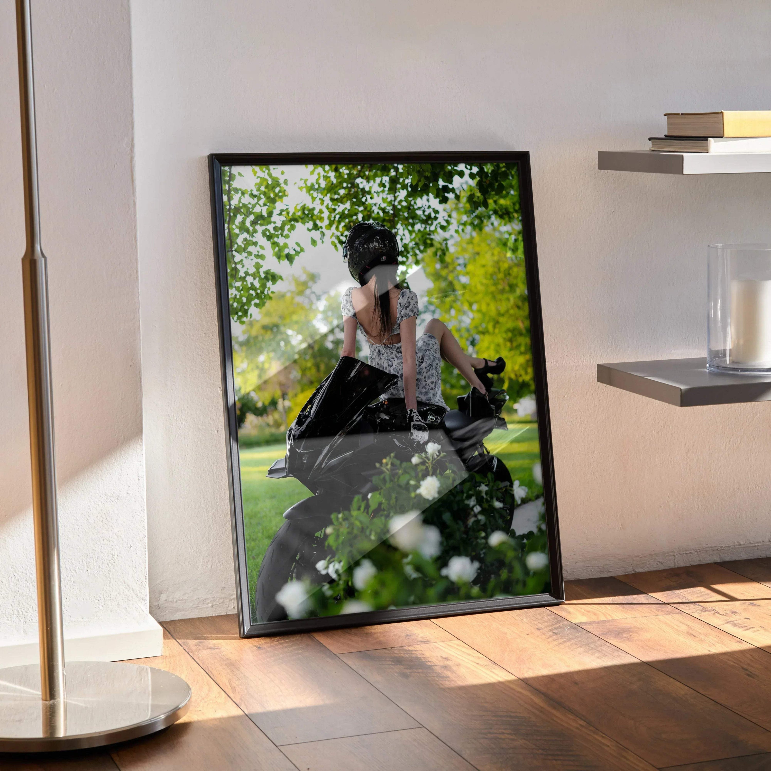 Biker Poster #078 - Female | AGV Pista Helmet | Yamaha R7 Motorcycle - Throttle Designs