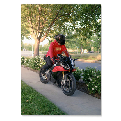Biker Poster #086 - Male | Shark Aeron GP Helmet | Aprilia RSV4 Motorcycle - Throttle Designs