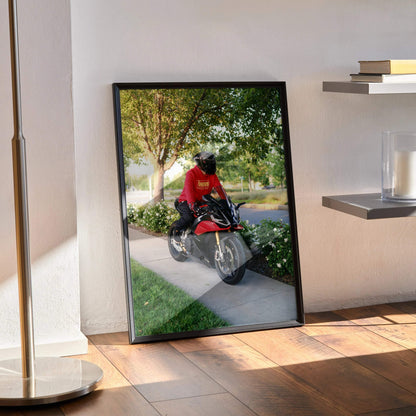 Biker Poster #086 - Male | Shark Aeron GP Helmet | Aprilia RSV4 Motorcycle - Throttle Designs