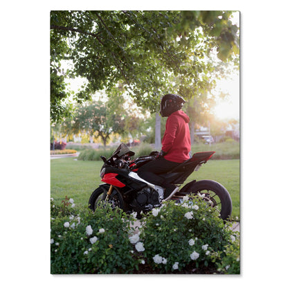 Biker Poster #085 - Male | Shark Aeron GP Helmet | Aprilia RSV4 Motorcycle - Throttle Designs