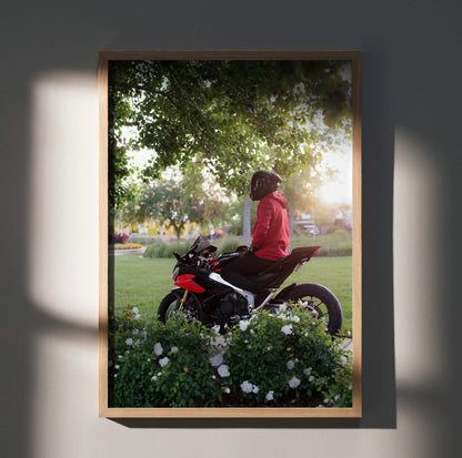 Biker Poster #085 - Male | Shark Aeron GP Helmet | Aprilia RSV4 Motorcycle - Throttle Designs