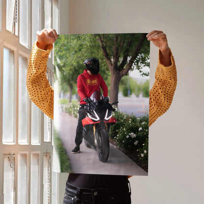 Biker Poster #087 - Male | Shark Aeron GP Helmet | Aprilia RSV4 Motorcycle - Throttle Designs