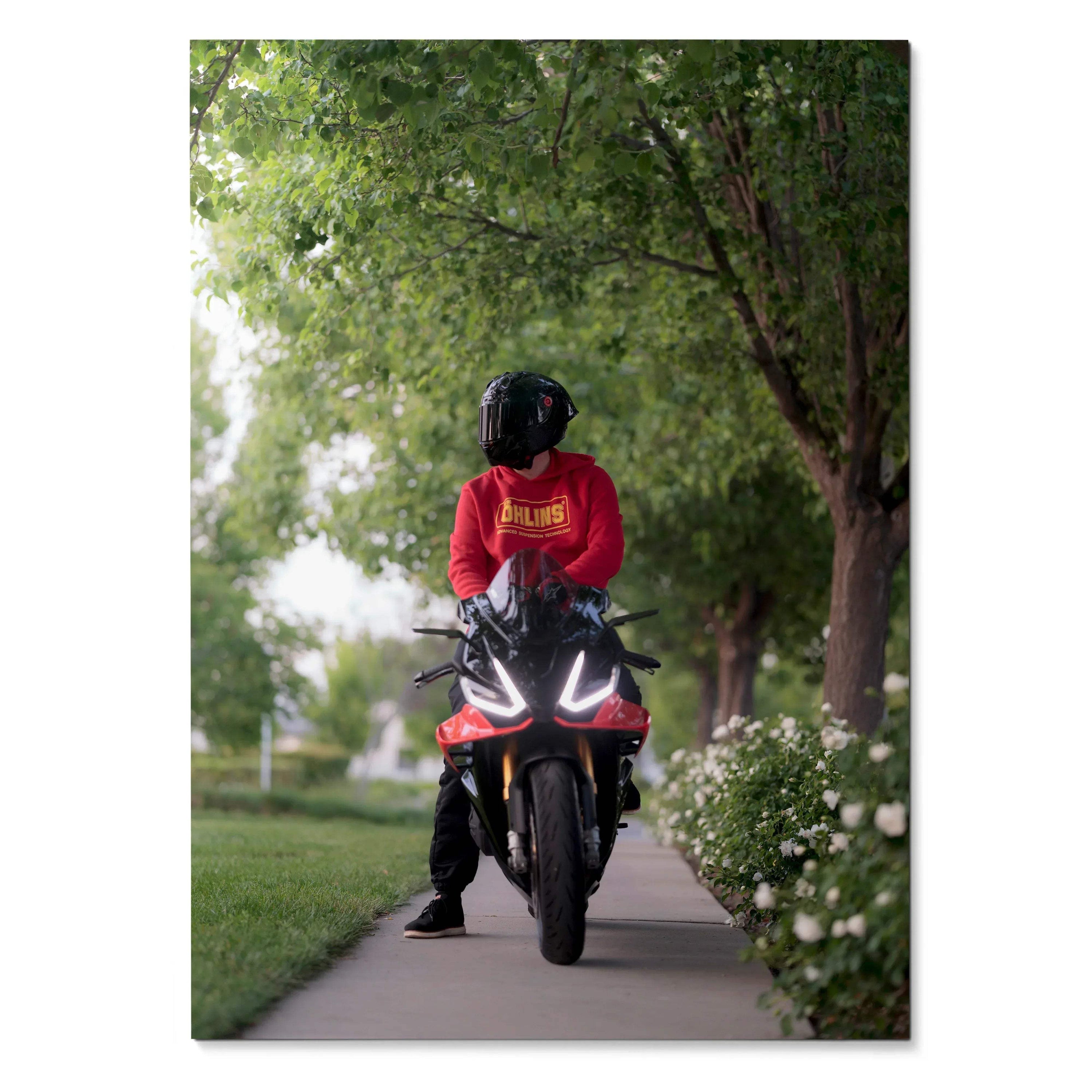 Biker Poster #088 - Male | Shark Aeron GP Helmet | Aprilia RSV4 Motorcycle - Throttle Designs