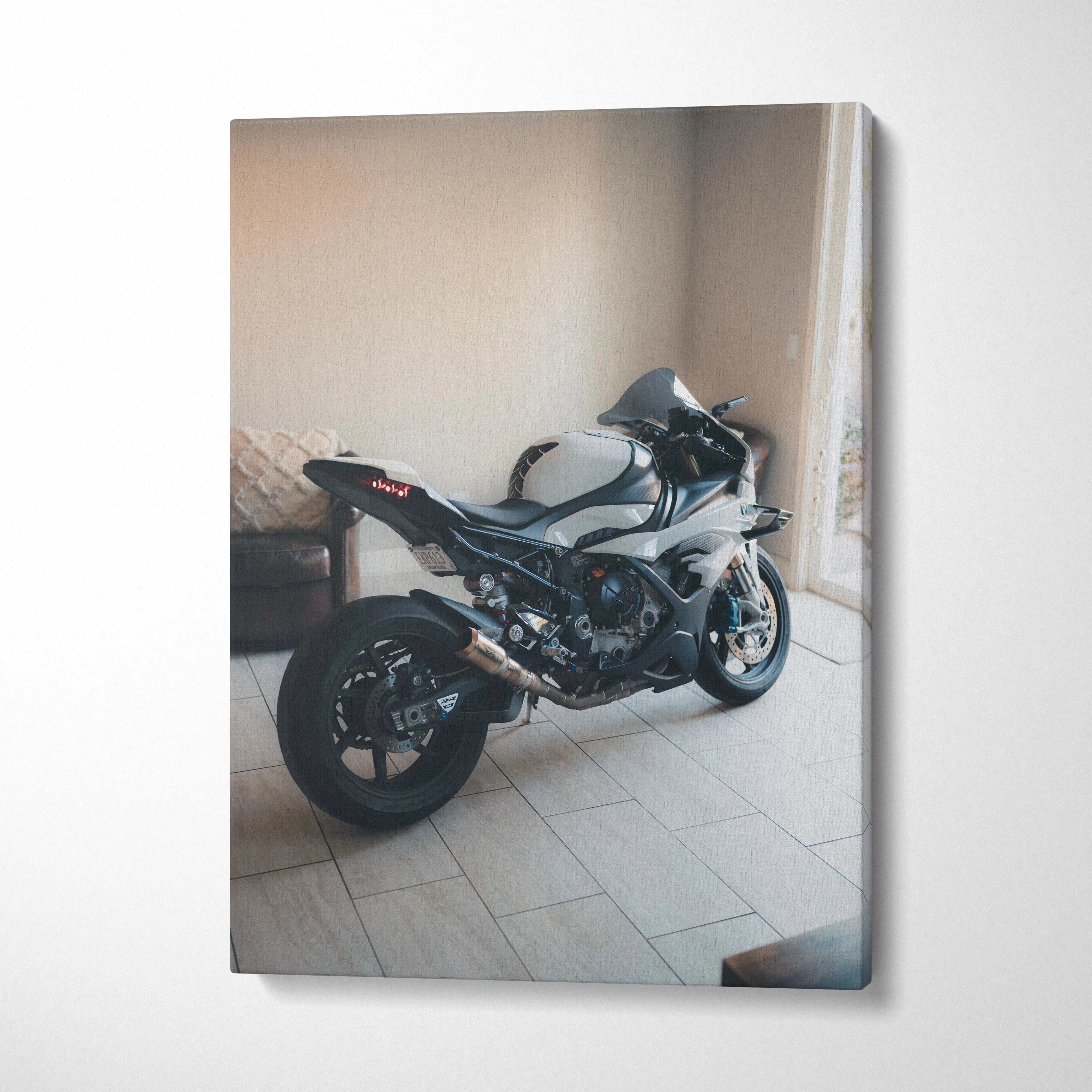 BMW Inspired S1000RR High Resolution Museum Quality Vertical Canvas Print #001 - Throttle Designs