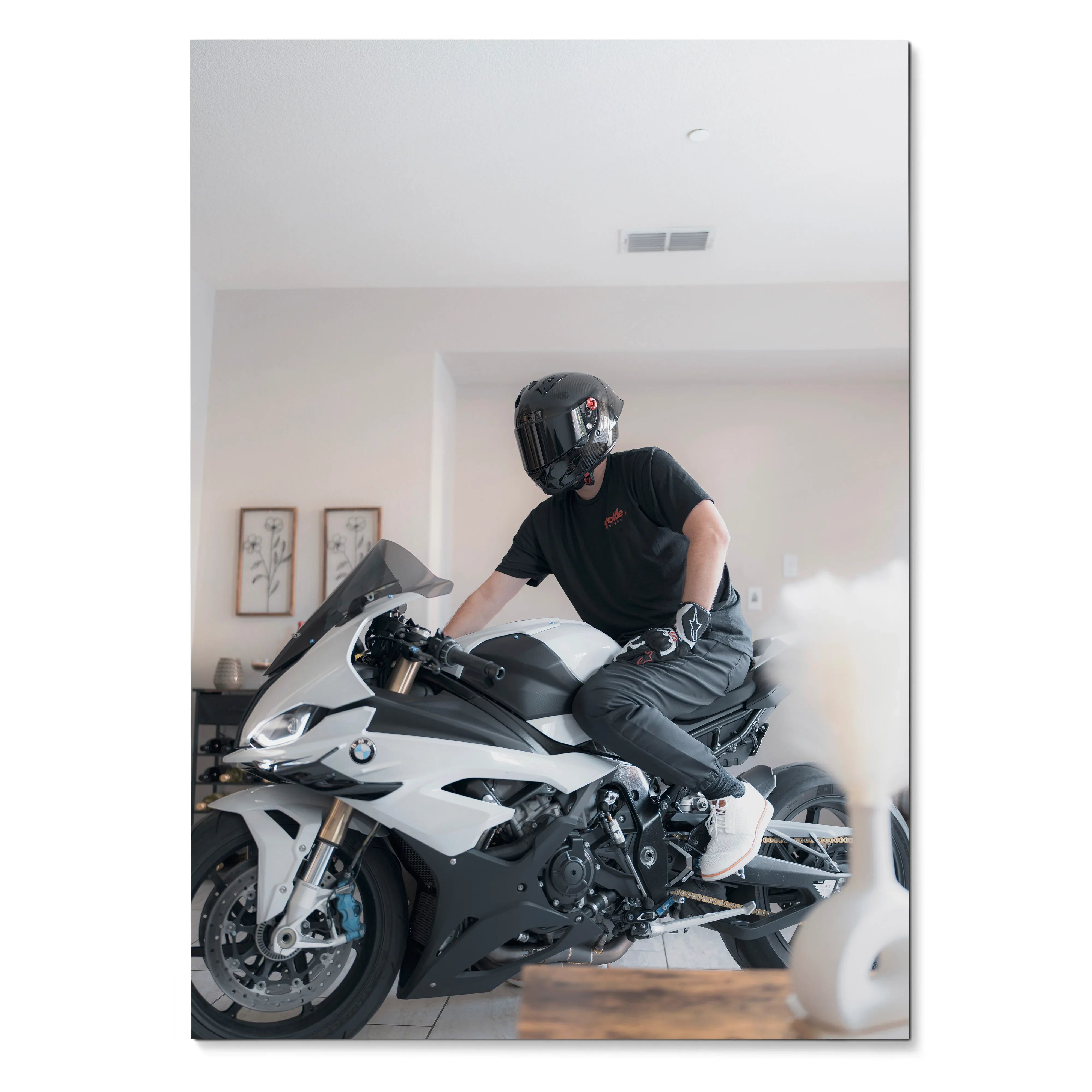 Biker Poster #090 - Male | Shark Aeron GP Helmet | BMW S1000RR Motorcycle - Throttle Designs
