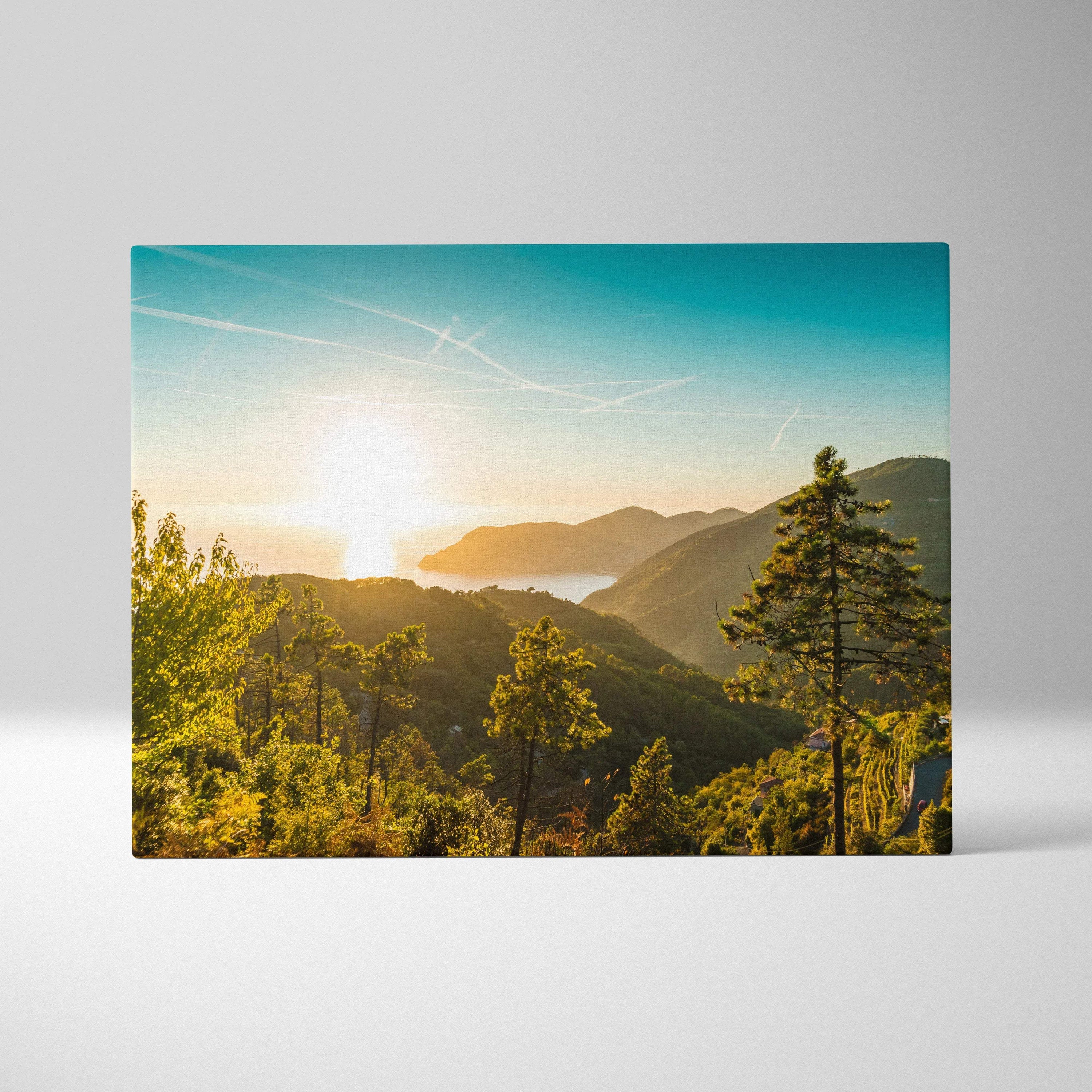 Rectangular canvas print of Italian Riviera near Cinque Terre at sunset