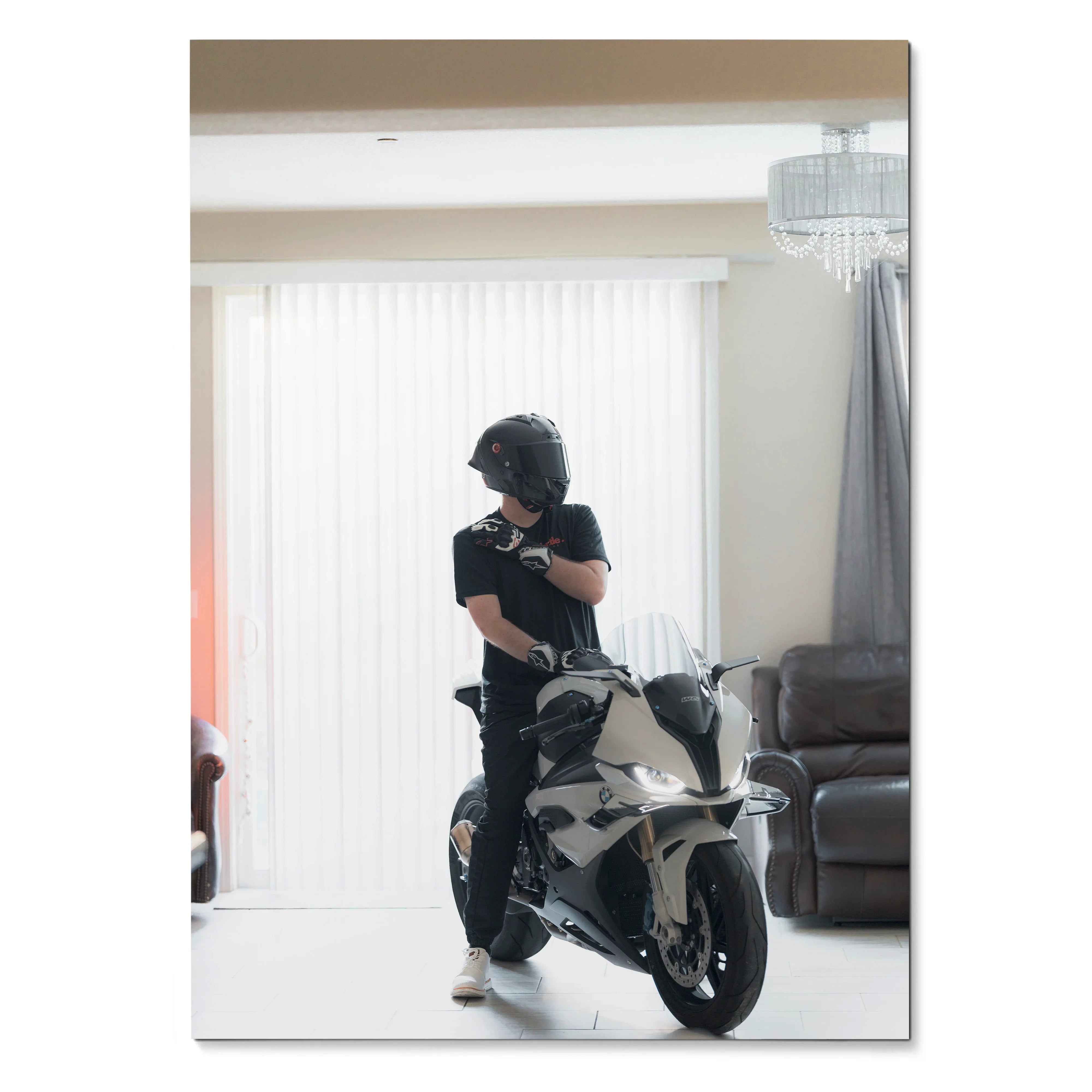 Biker Poster #091 - Male | Shark Aeron GP Helmet | BMW S1000RR Motorcycle - Throttle Designs