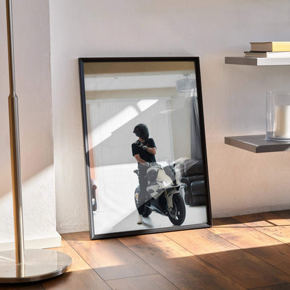 Biker Poster #091 - Male | Shark Aeron GP Helmet | BMW S1000RR Motorcycle - Throttle Designs