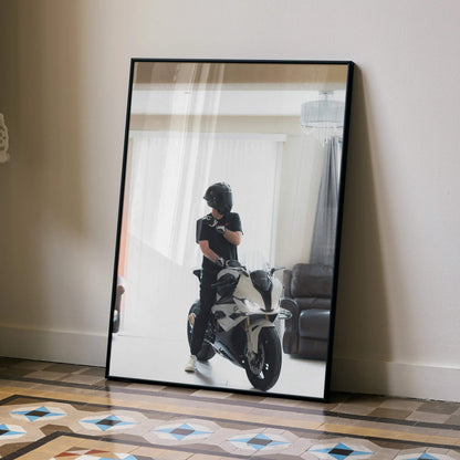 Biker Poster #091 - Male | Shark Aeron GP Helmet | BMW S1000RR Motorcycle - Throttle Designs