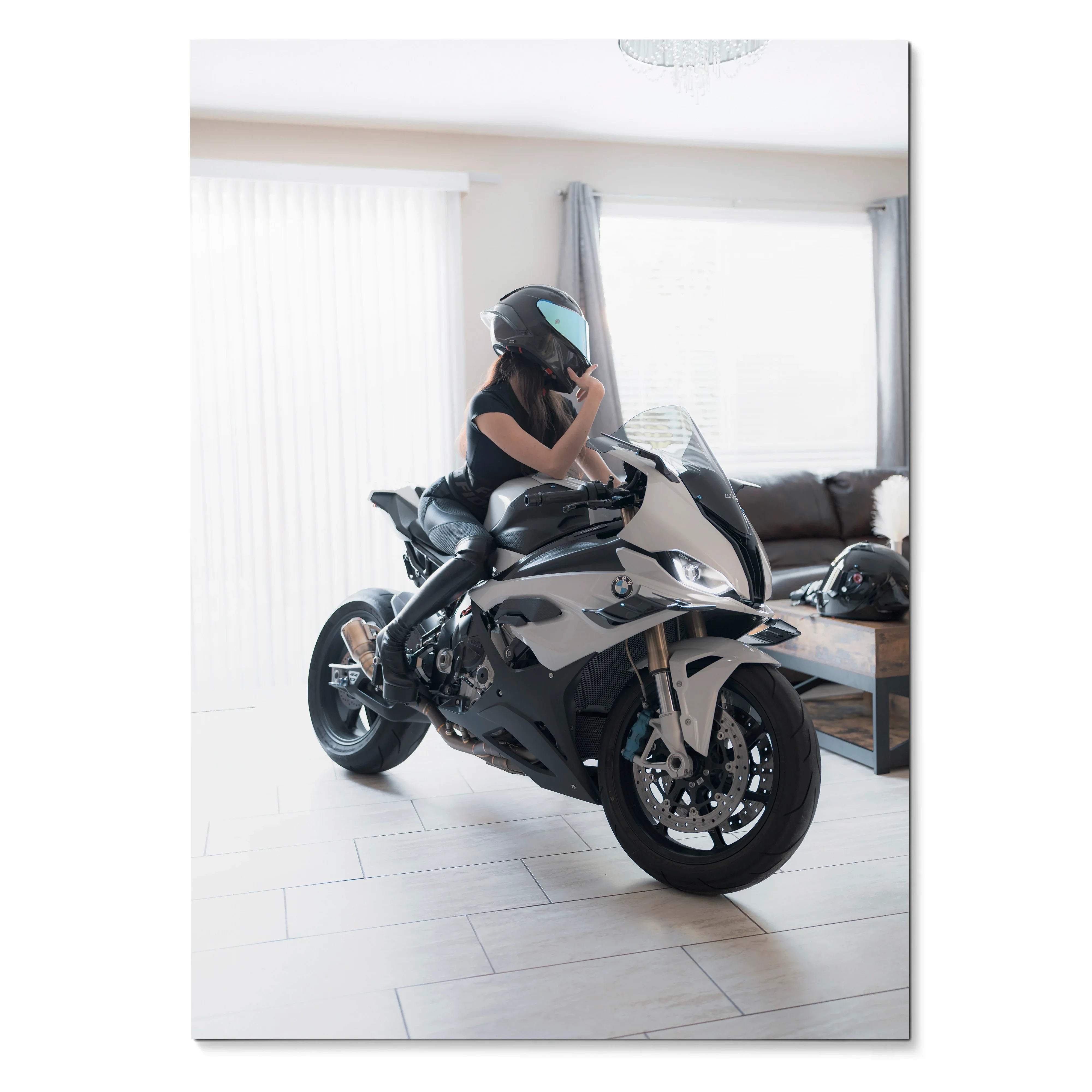 Biker Poster #098 - Female | AGV Pista Helmet | BMW S1000RR Motorcycle - Throttle Designs