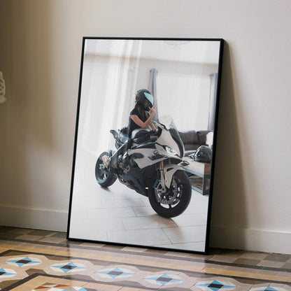 Biker Poster #098 - Female | AGV Pista Helmet | BMW S1000RR Motorcycle - Throttle Designs