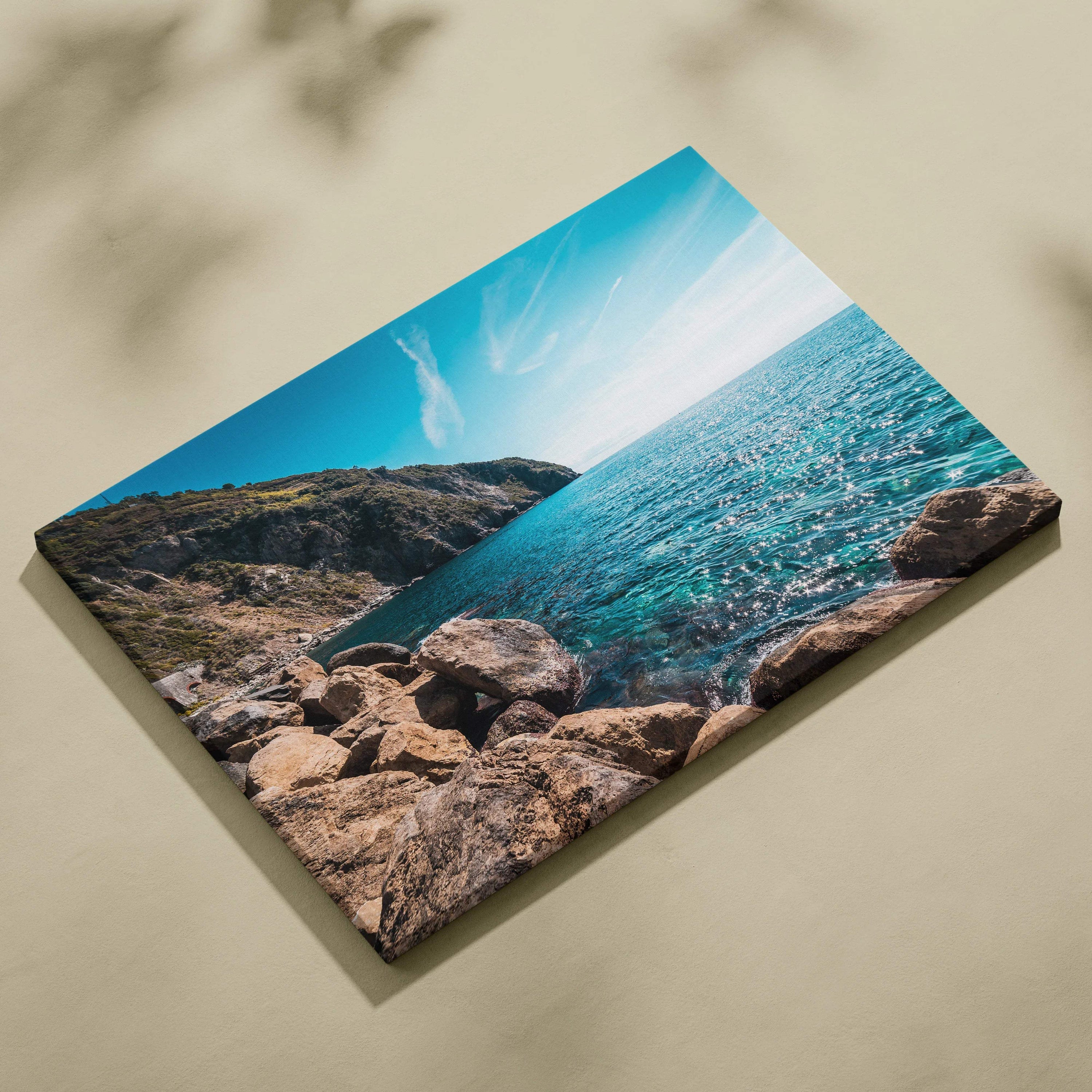 Rocky coastline near Riomaggiore canvas print with turquoise sea