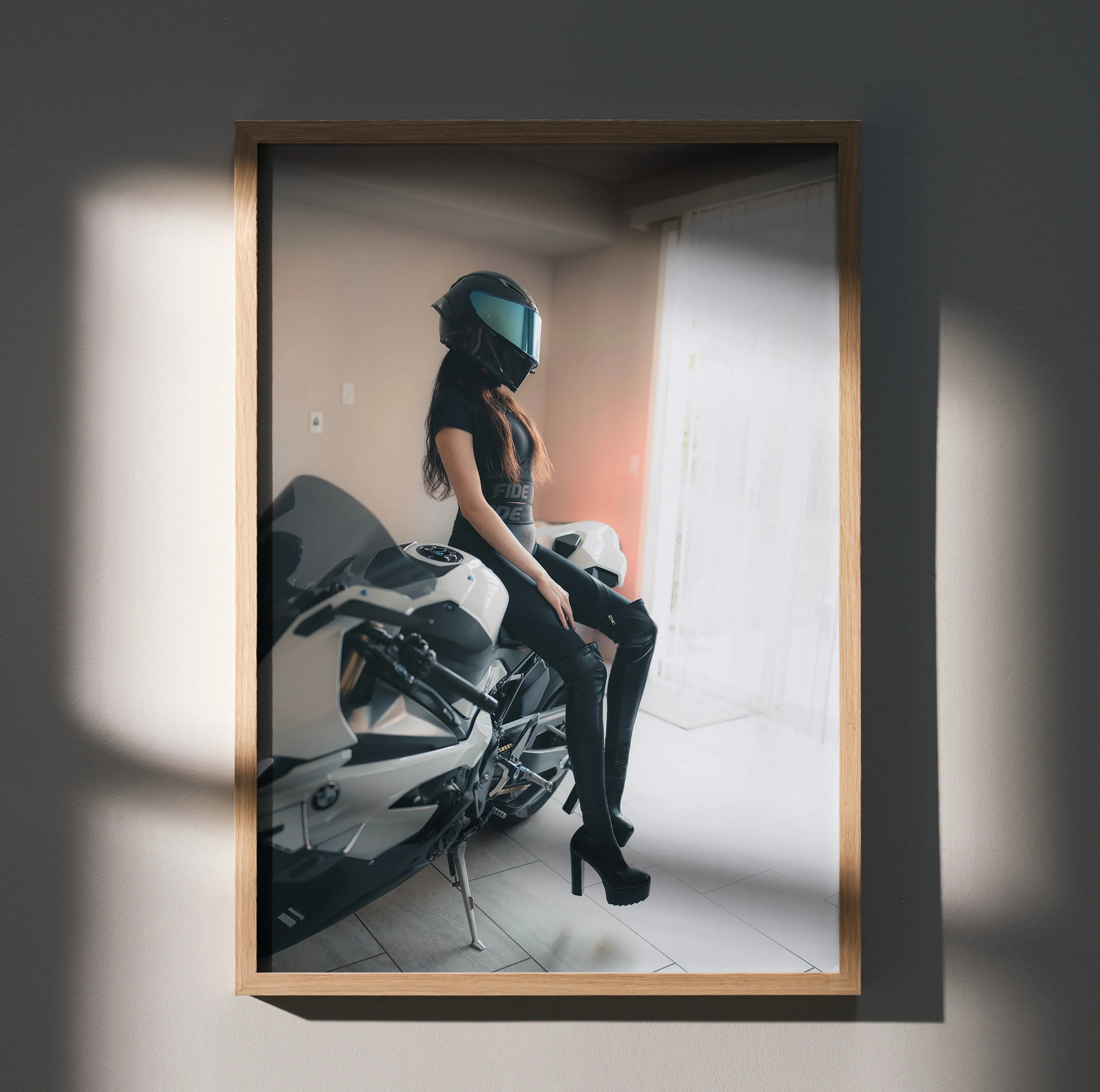 Biker Poster #099 - Female | AGV Pista Helmet | BMW S1000RR Motorcycle - Throttle Designs