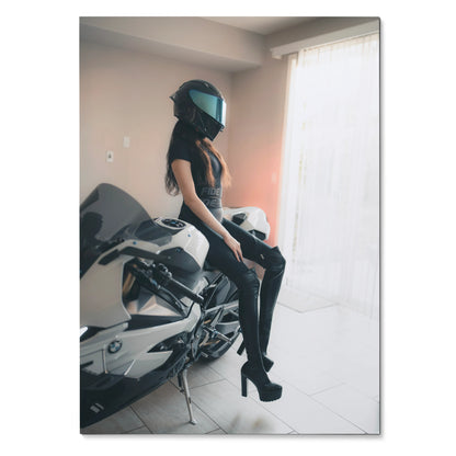 Biker Poster #099 - Female | AGV Pista Helmet | BMW S1000RR Motorcycle - Throttle Designs