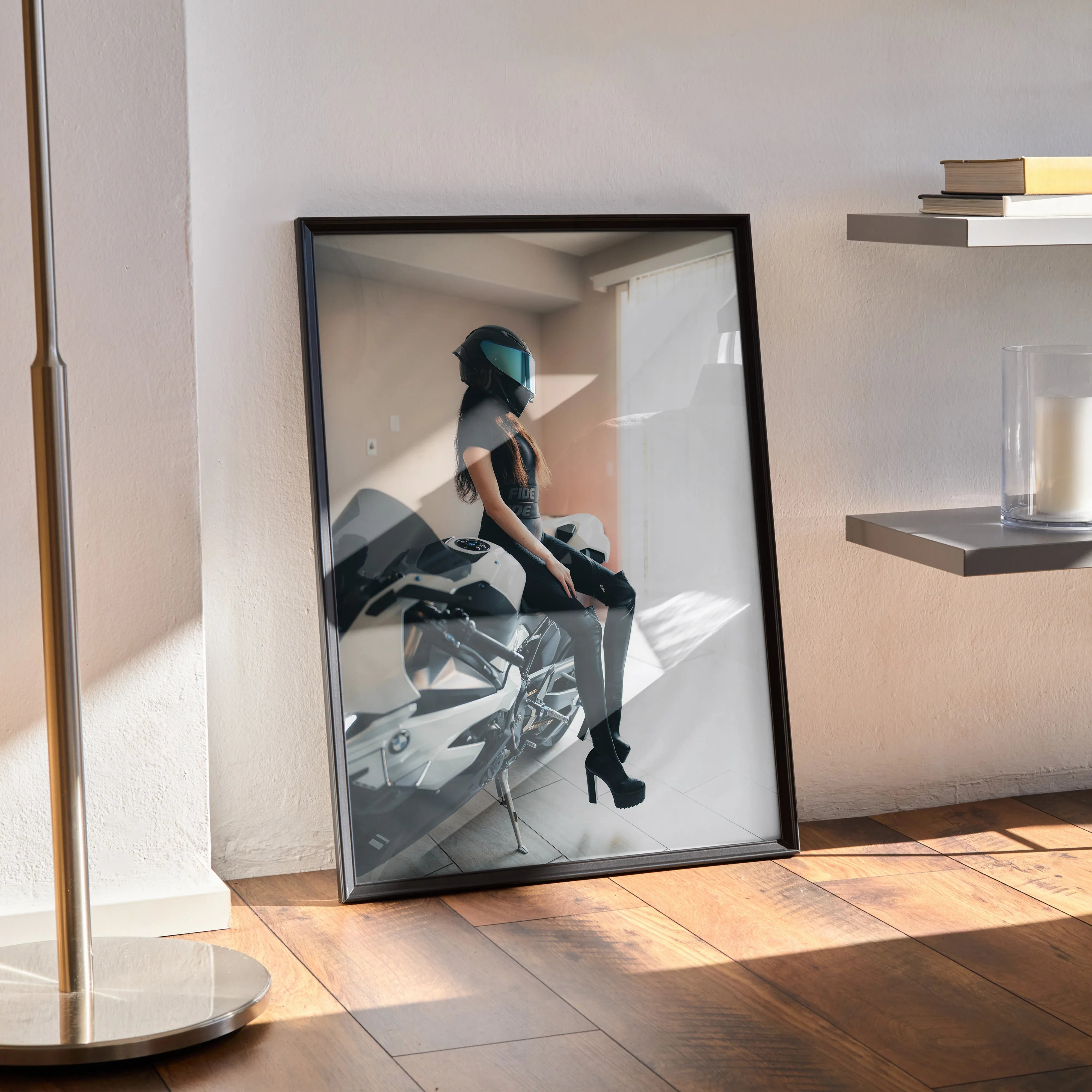 Biker Poster #099 - Female | AGV Pista Helmet | BMW S1000RR Motorcycle - Throttle Designs