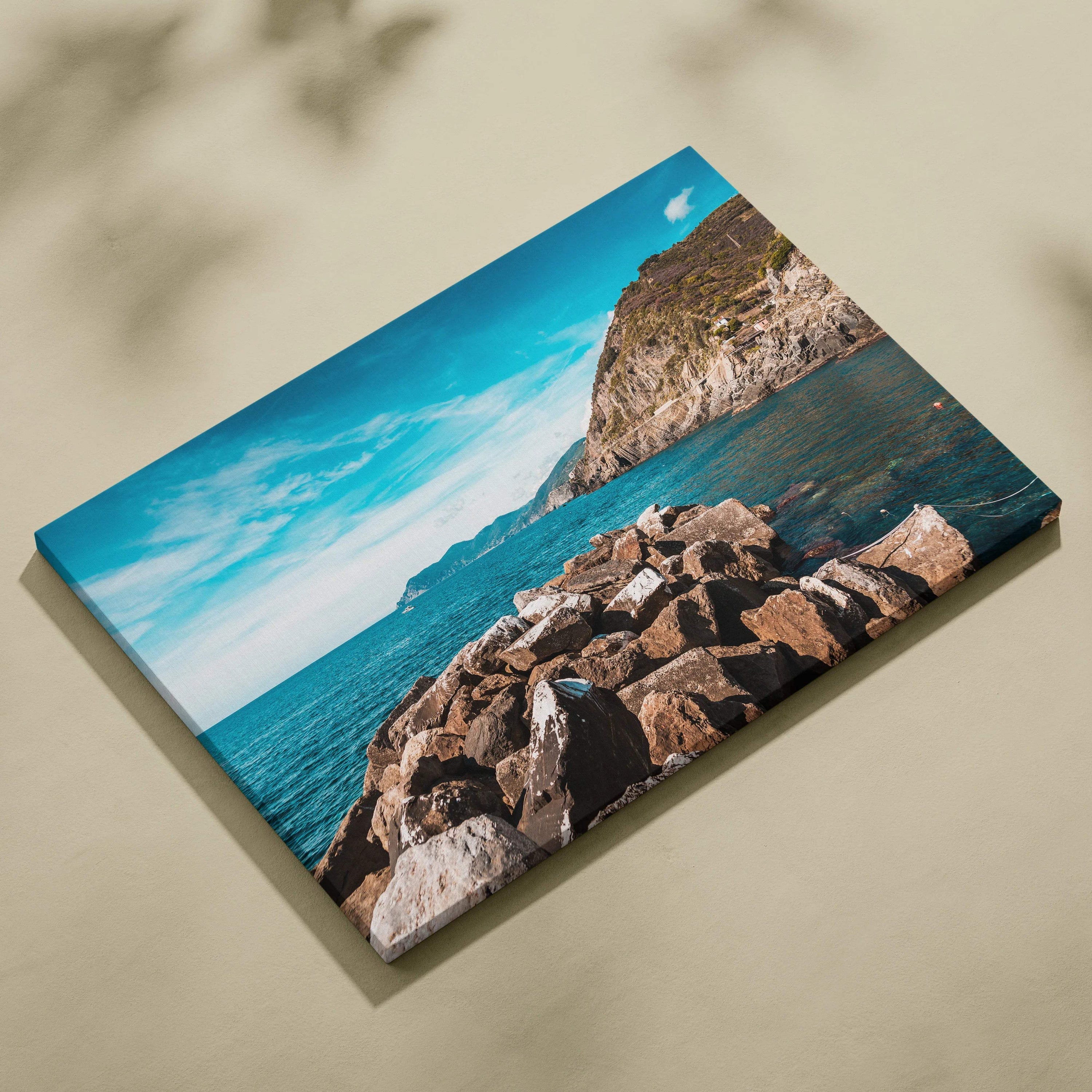 Vibrant rocky coastline near Riomaggiore canvas print