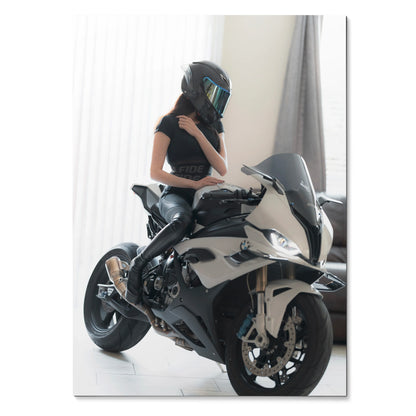 Biker Poster #100 - Female | AGV Pista Helmet | BMW S1000RR Motorcycle - Throttle Designs