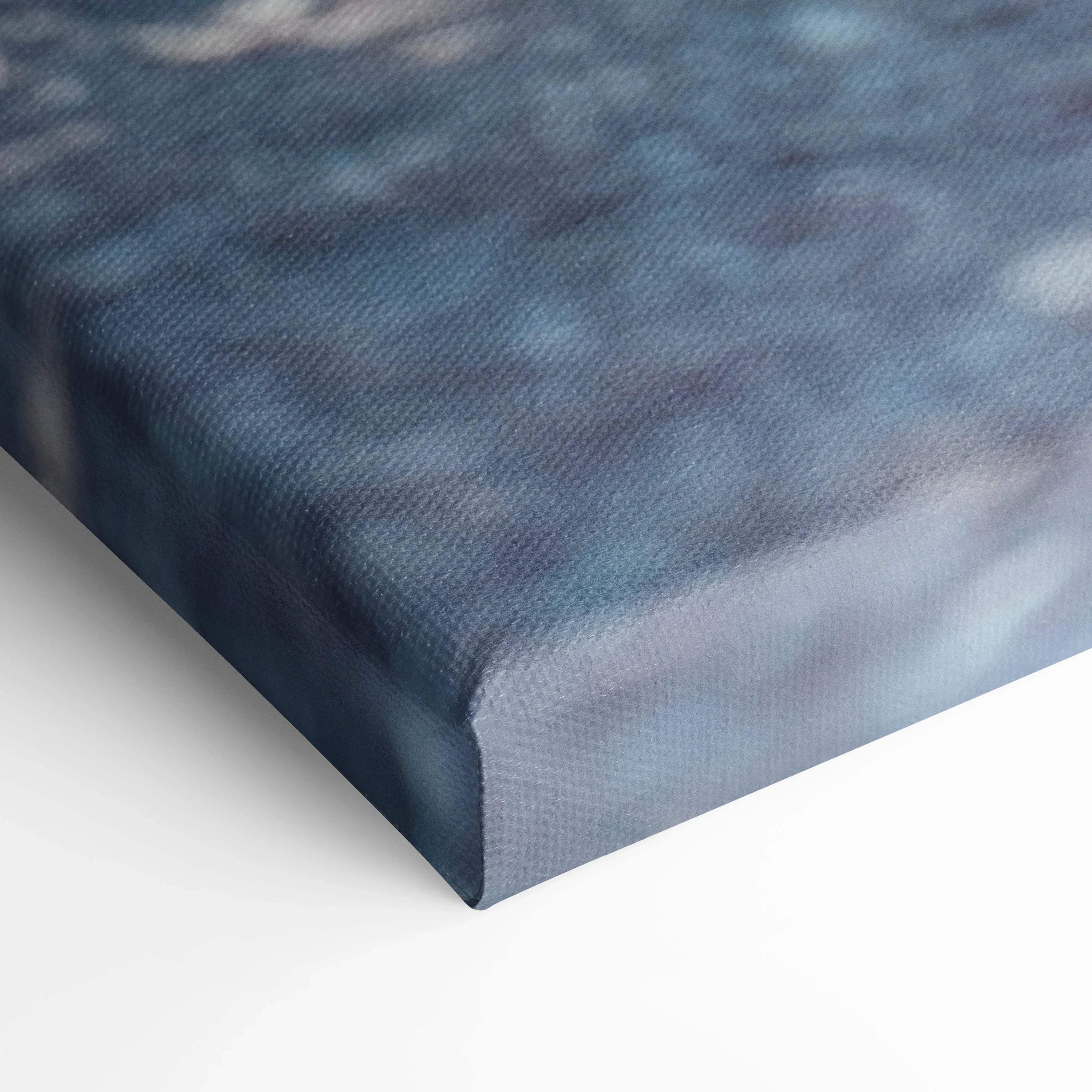 Close-up of Lamborghini Huracan canvas art with textured blue and gray tones on vertical wall art canvas.