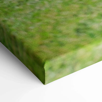 Close-up of green-themed vertical canvas wall art with textured museum-quality print on stretched frame.