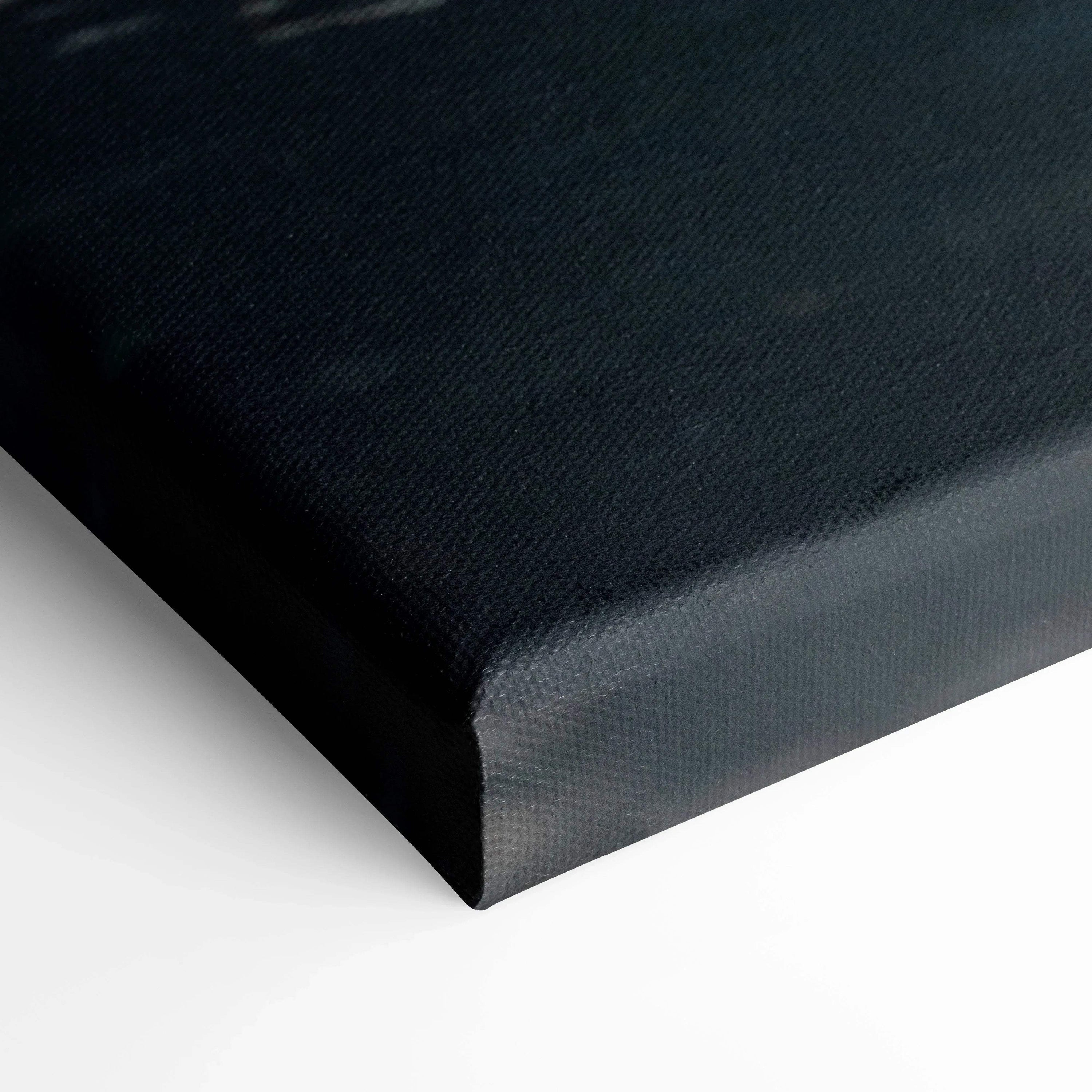 Black wrapped edge of high-resolution canvas art print with subtle texture and museum-quality finish.