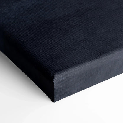 Black textured canvas corner showing high-quality museum-grade canvas wall art with clean edges and solid wrapping.