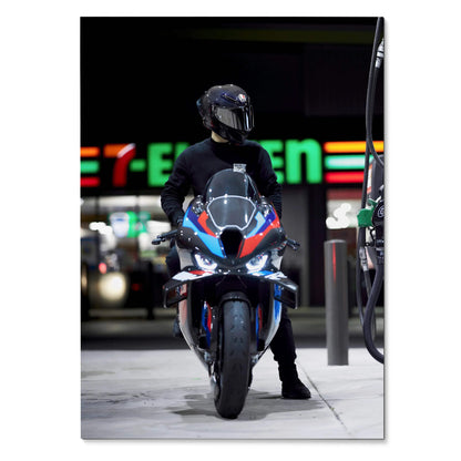 Biker Poster #037 - Male | AGV Pista Helmet | BMW M1000RR Motorcycle - Throttle Designs