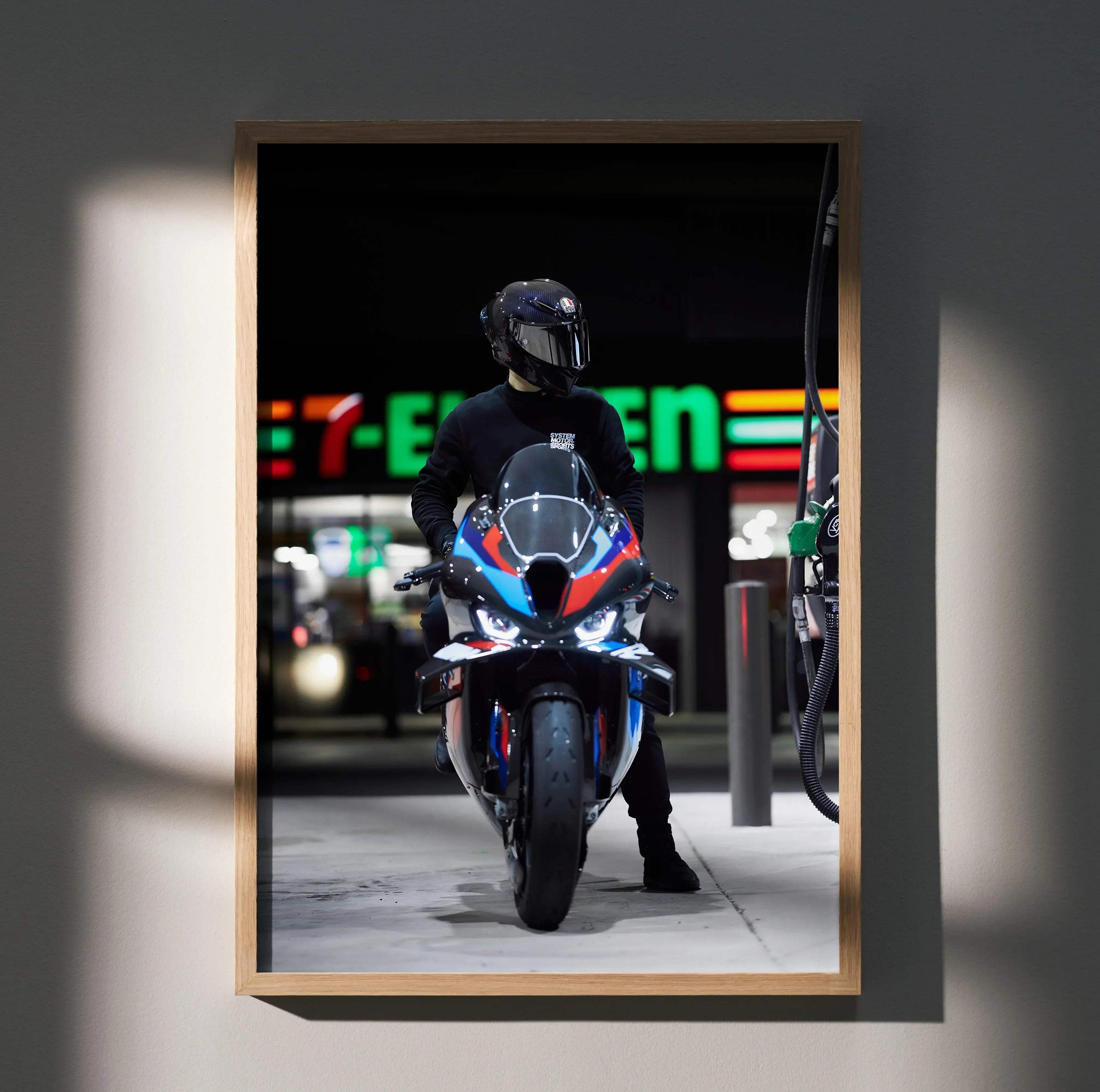 Biker Poster #037 - Male | AGV Pista Helmet | BMW M1000RR Motorcycle - Throttle Designs
