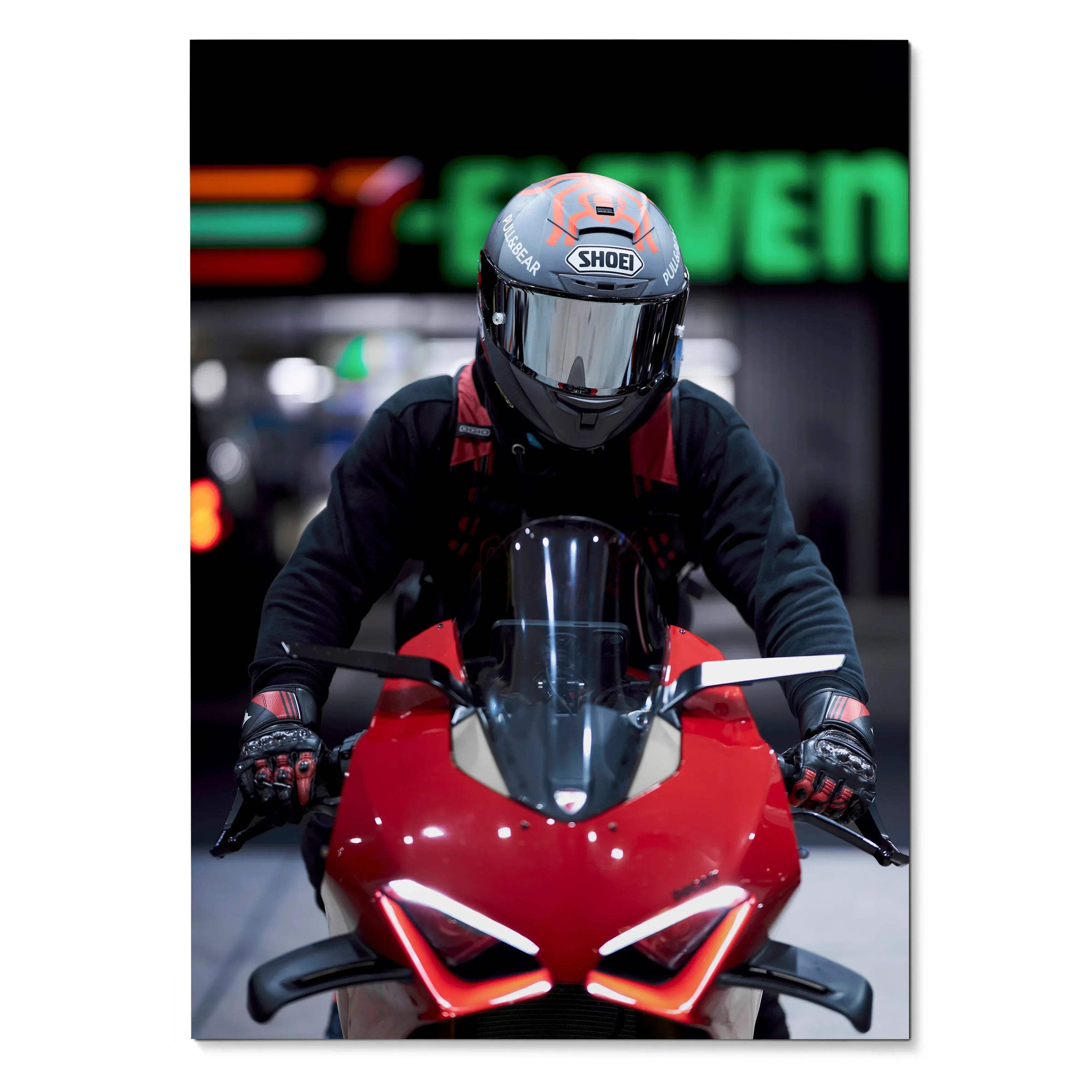 Biker Poster #045 - Male | Shoei X-14 Helmet | Ducati V4S Motorcycle - Throttle Designs