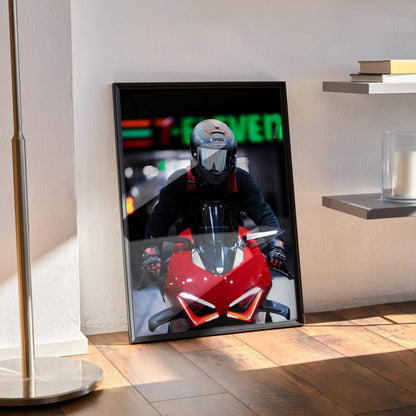 Biker Poster #045 - Male | Shoei X-14 Helmet | Ducati V4S Motorcycle - Throttle Designs