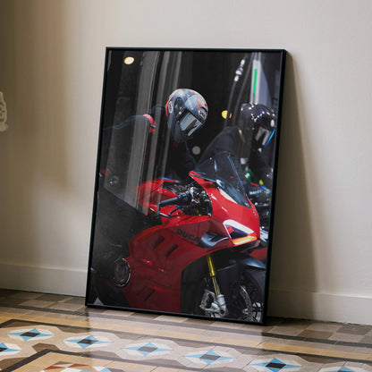 Biker Poster #044 - Male | Shoei X-14 Helmet | Ducati V4S Motorcycle - Throttle Designs