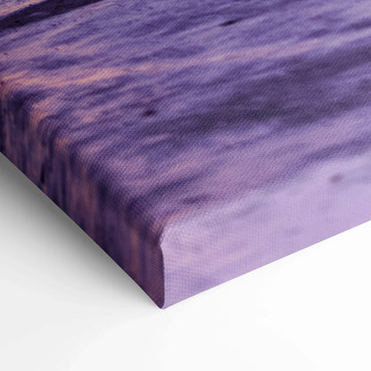 Close-up of purple textured vertical canvas art with high-resolution print on gallery-wrapped wall art canvas.