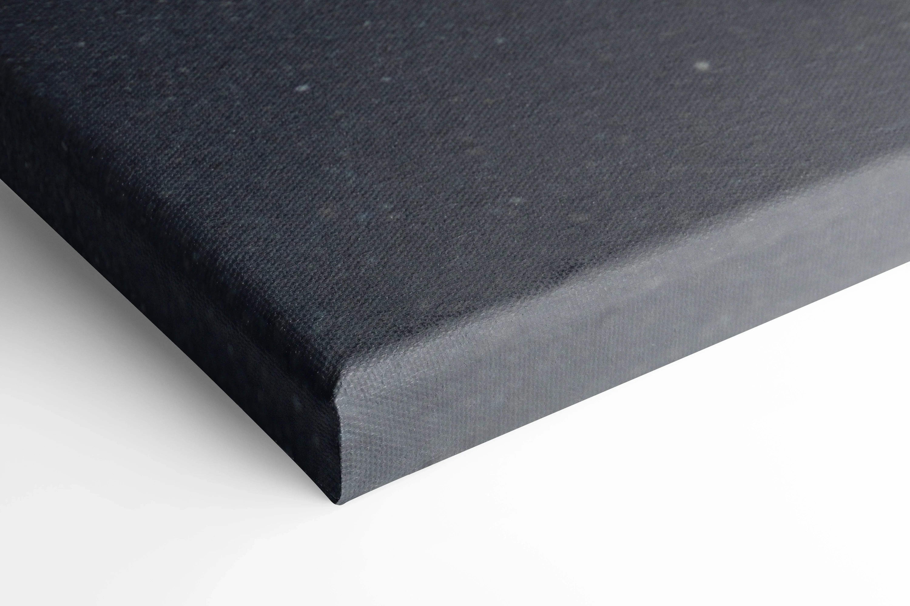 Black edge detail of Yamaha R6 motorcycle vertical canvas wall art print.
